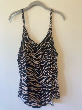 Torrid Black Beige Zebra Print Rayon Camisole Sleeveless Wide Strap Top